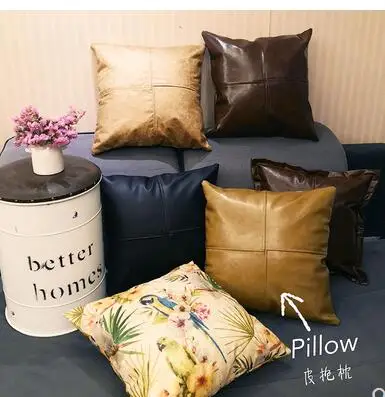 

Retro bar hug pillowcase pu leather personality living room cafe restaurant haircut American creative sofa cushion cover