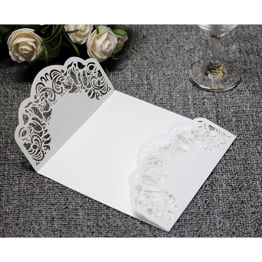  10pcs European Lace Invitations Card Cover White Laser Hollow Greeting Invitations CardWedding Part - 33032661921