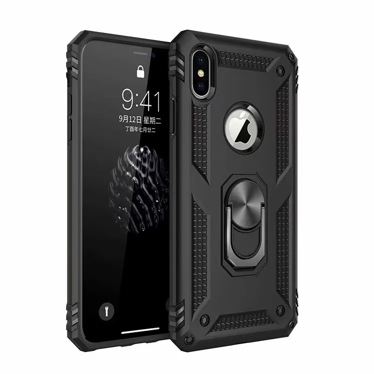 Роскошный брендовый чехол для Iphone XS Max X XR, чехол с мягким бампером, усиленный жесткий чехол с подставкой для Iphone 7, 8 Plus, 6, 6S - Цвет: black