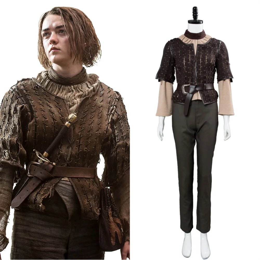 GOT Игра престолов Ария Старк костюм GOT Arya косплей костюм взрослый полный комплект наряд девушки женщины Хэллоуин костюм
