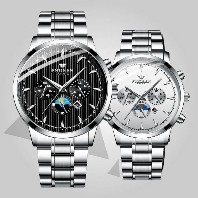 

Successful man Business waterproof Watch Men's watches sports male clock Steel strap non mechanical mens watches With calendar