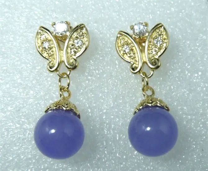 

FREE SHIPPING>>> charm 12mm purple jade butterflyy earring