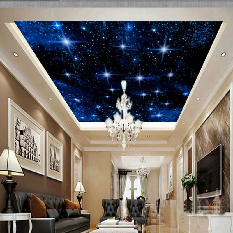 Papel pintado de foto noche estrellada con cielo azul para decoración