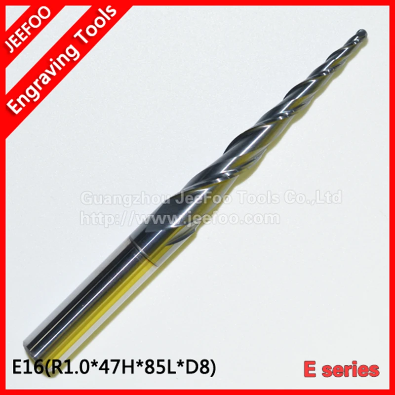 R1.0*D8*60*100L HRC55 Tapered Ball Nose End Mills taper cone CNC wood endmills