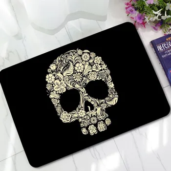 

CAMMITEVER Skull Scary Colorful Rug Floor Mat Floral Flower Black Throw Polyester Fiber Carpet Rugs for Bedroom Kids Men Mats