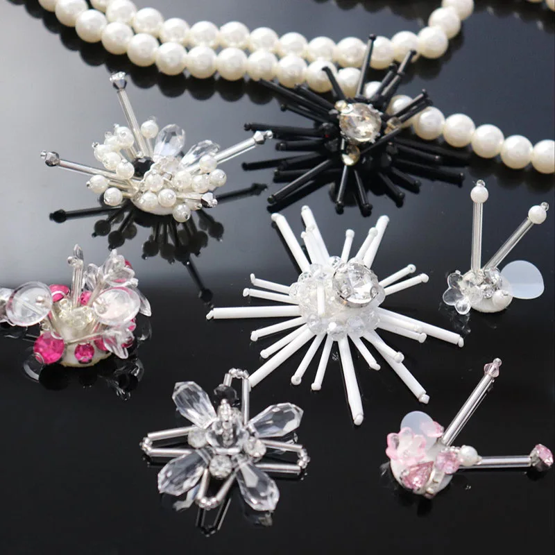 

Fashion Tube Flower Rhinestones beads patches applique sew on beading applique clothes shoes bags decoration patch DIY
