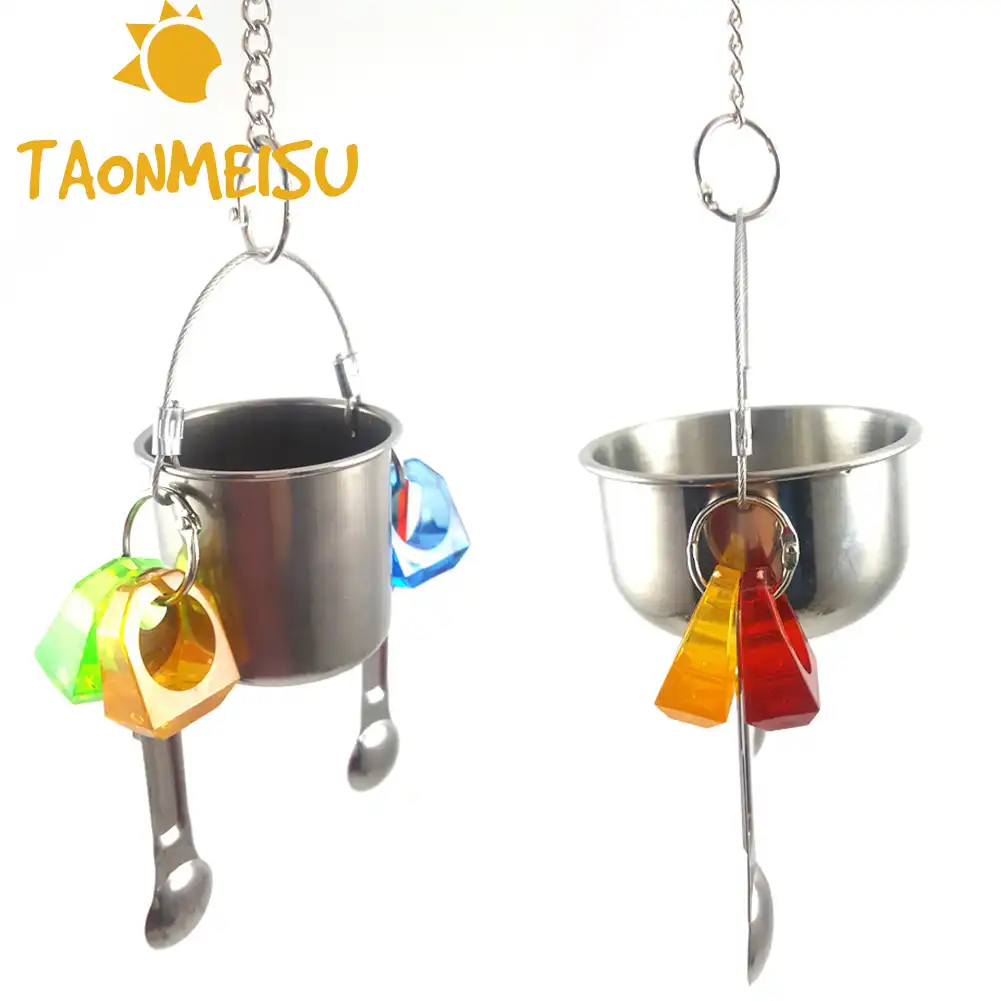 Wholesale Stainless Steel Bird Feeder Parrot Swing Bird Cage Toys