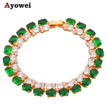 Beautiful Gold color Bracelets Green Crystal Design AAA Zircon Health Nickel & Lead free Fashion jewelry TB247A