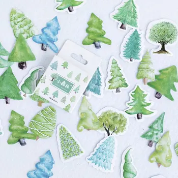 

46 pcs/box Small forest paper sticker Green tree decoration DIY diary scrapbooking sealing sticker kawaii stationery kids gifts