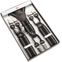 Полосатый supspender для человека 6 зажимы Подвески