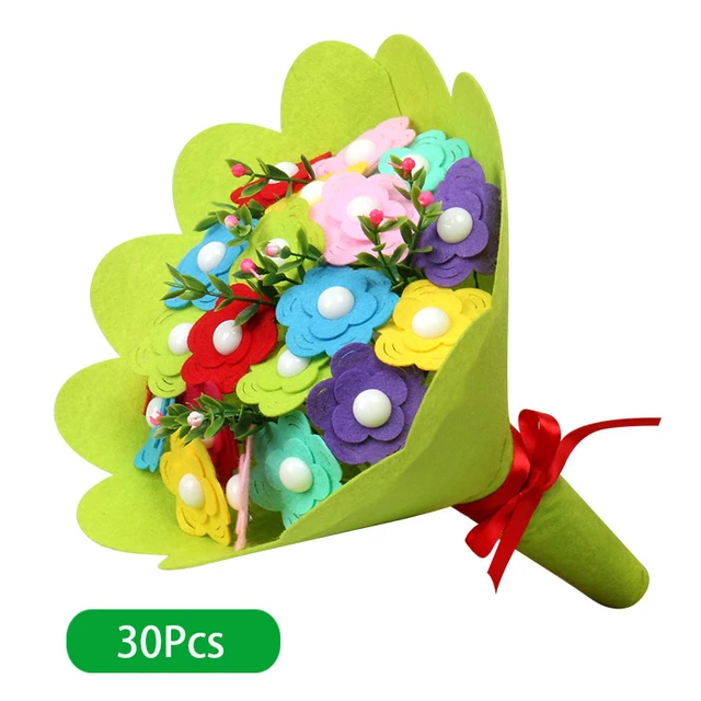 EVA Button Bouquet Children Educational Toys DIY Holding Flowers Handmade Gift Room Decoration Flower Craft Kits Creative Toys 3