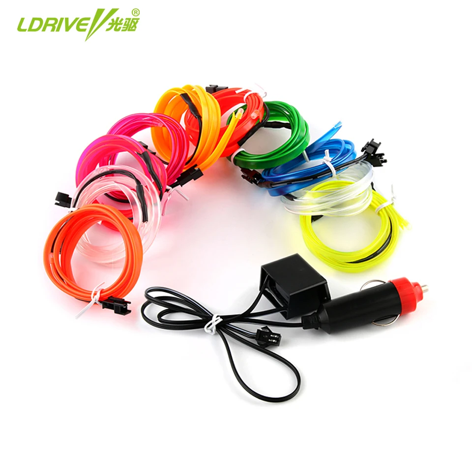 

2M/pcs 10 Colors Flexible LED Strip Light for EL Wire Rope Tube Neon Cold Light Line Glow Party Car Decoration with 12V Inverter