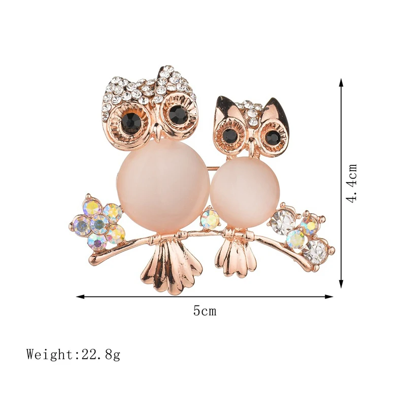 Opal Owl Brooches Mother with kids animal Crystal brooches pins women girls birds Clothes jewelry brooch buckles (10)