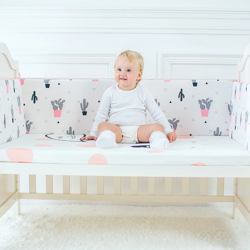 Baby Bed Bumper Cartoon Pattern Baby Crib Protector Crotch To The Cot Infant Cotton Cradle Guard 120cm Length