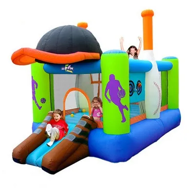 

Free shipping BTBOY Child inflatable indoor playground home trampoline belt slide cartoon sports trampoline