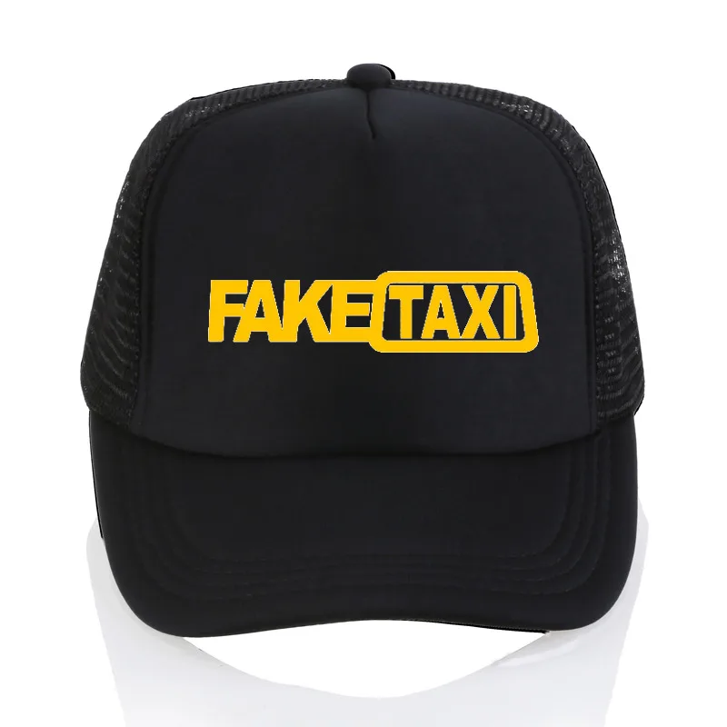 Поддельные такси бейсболки высокое качество сетки летние мужские папа шляпа хлопок черный FakeTaxi печати snapback шляпы - Цвет: Черный