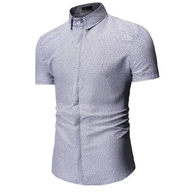 Новые летние мужские рубашки с коротким рукавом slim Fit Camisa Masculina Повседневное мужские рубашки Социальное модные Chemise homme M-3XL - Цвет: YS86 white