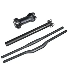 Bicycle Handlebar Sets Carbon Fiber UD Flat Rise Handlebar +Stem +Seatpost Road Mountain Bike Cycling Equipment aluminum super light mtb mountain bike riser flat handlebar bicycle handlebar stem seatpost