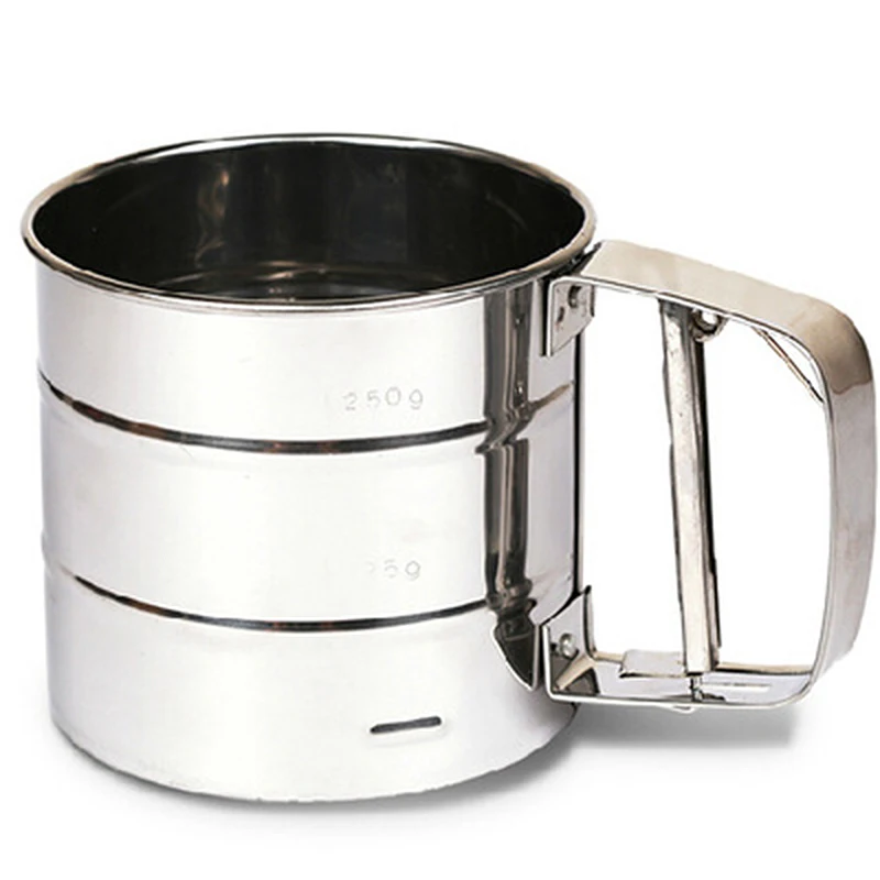 Mechanical Flour Sugar Icing Mesh Sifter Shaker Baking Kitchen Tool Stainless Steel Sieve Flour