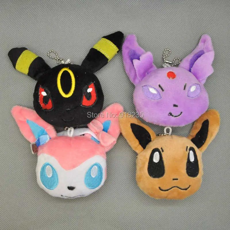 

4 Styles Eevee Sylveon Umbreon Espeon Plush Keychains 4" New PCXB