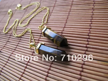 

Natural Tiger eye Gem stone Point neckalce 5pcs/lot genuine gem stone jewelry necklace