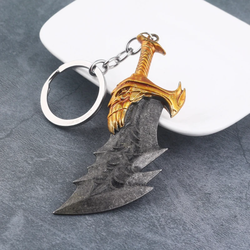 

God Of War Keychains Kratos Alloy Weapon Keychain Blades Of Chaos Keyring Pendant Men Game Peripheral Accessories Key ring Women