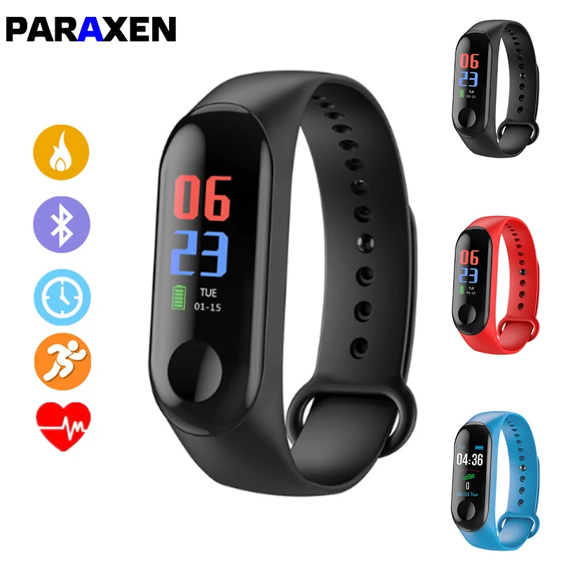 PARAXEN спортивный смарт-браслет M3 цветной фитнес-трекер для iOS Android Smar tband женщин