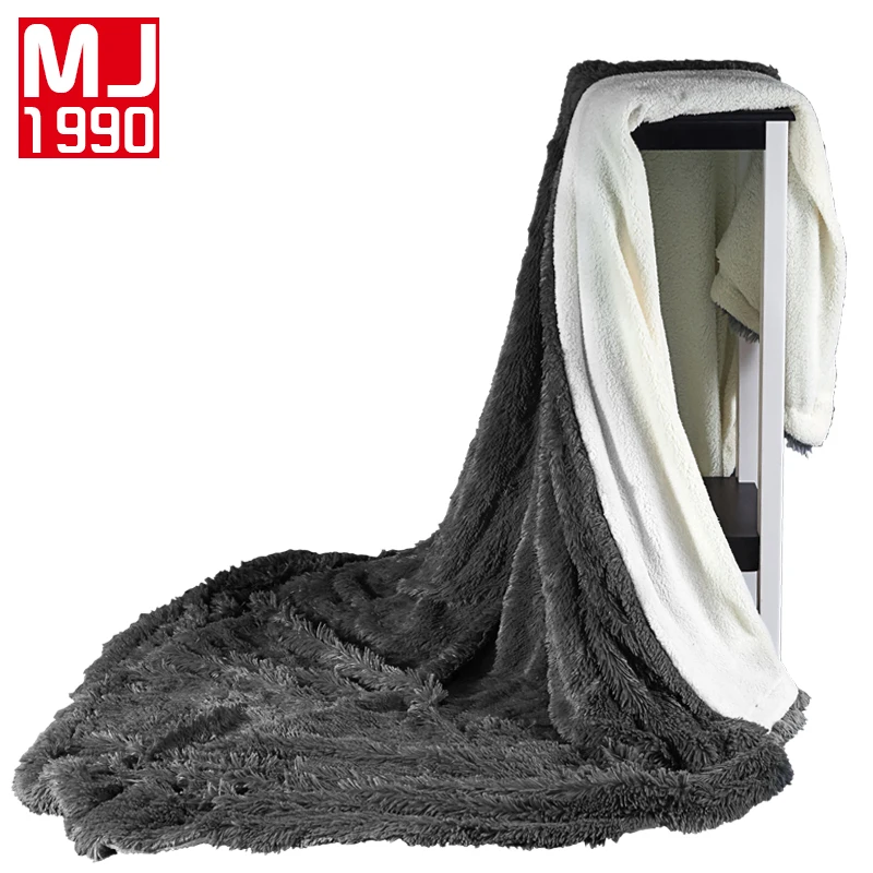 

Hot Luxury Pv Fur Knitted Reverse Minky Fleece Sofa Winter Warm On The Bed Throw Blankets Raschel Thickening Velvet Mink Blanket