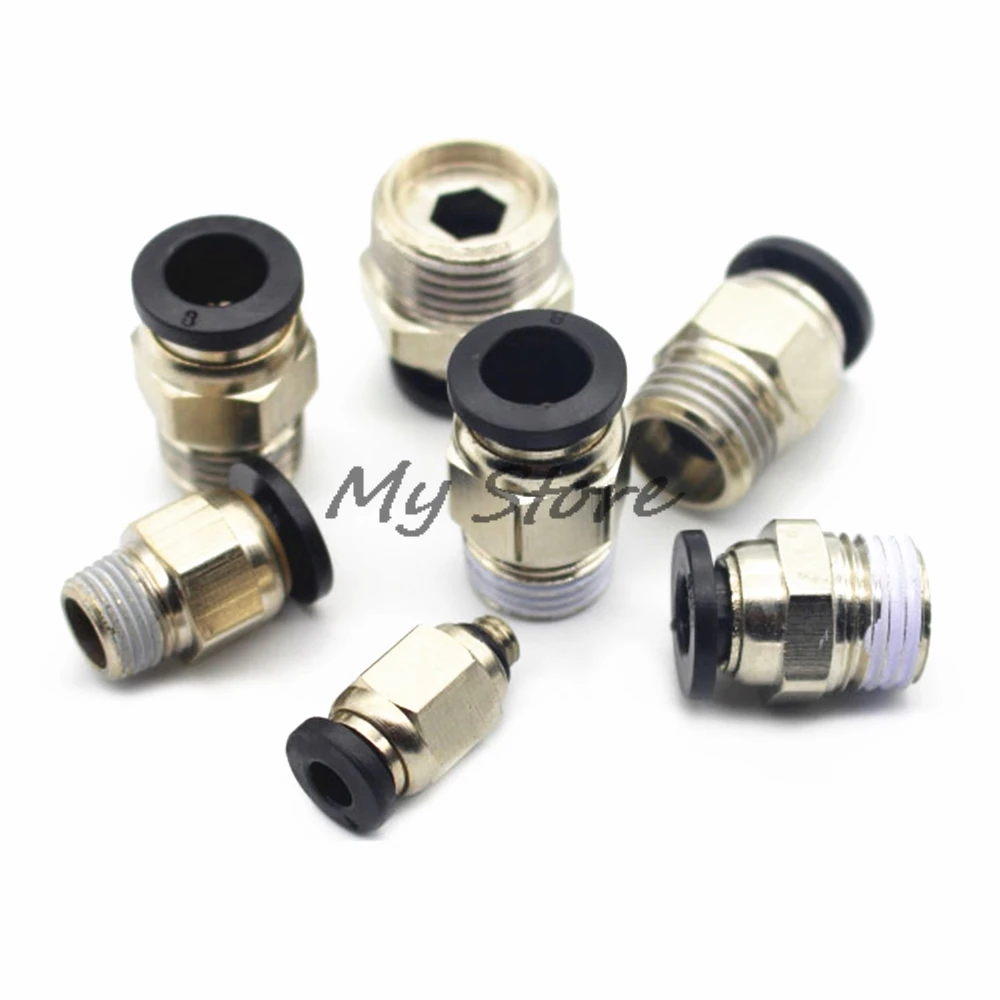 

Blcak High quality PC 10mm - 1/8" 1/4" 3/8'' 1/2" Thread Male Straight Pneumatic Tube Push In Quick Connect Fittings Pipe