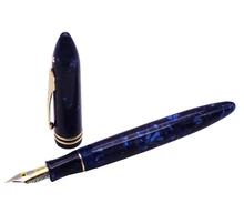 Ala Sung 626 Wingsung Celluloid Penna Stilografica Classico Piccolo Dio Dot Resina Blu Scuro Iridium Multa 0.5 millimetri di Scrittura Regalo ufficio Penna