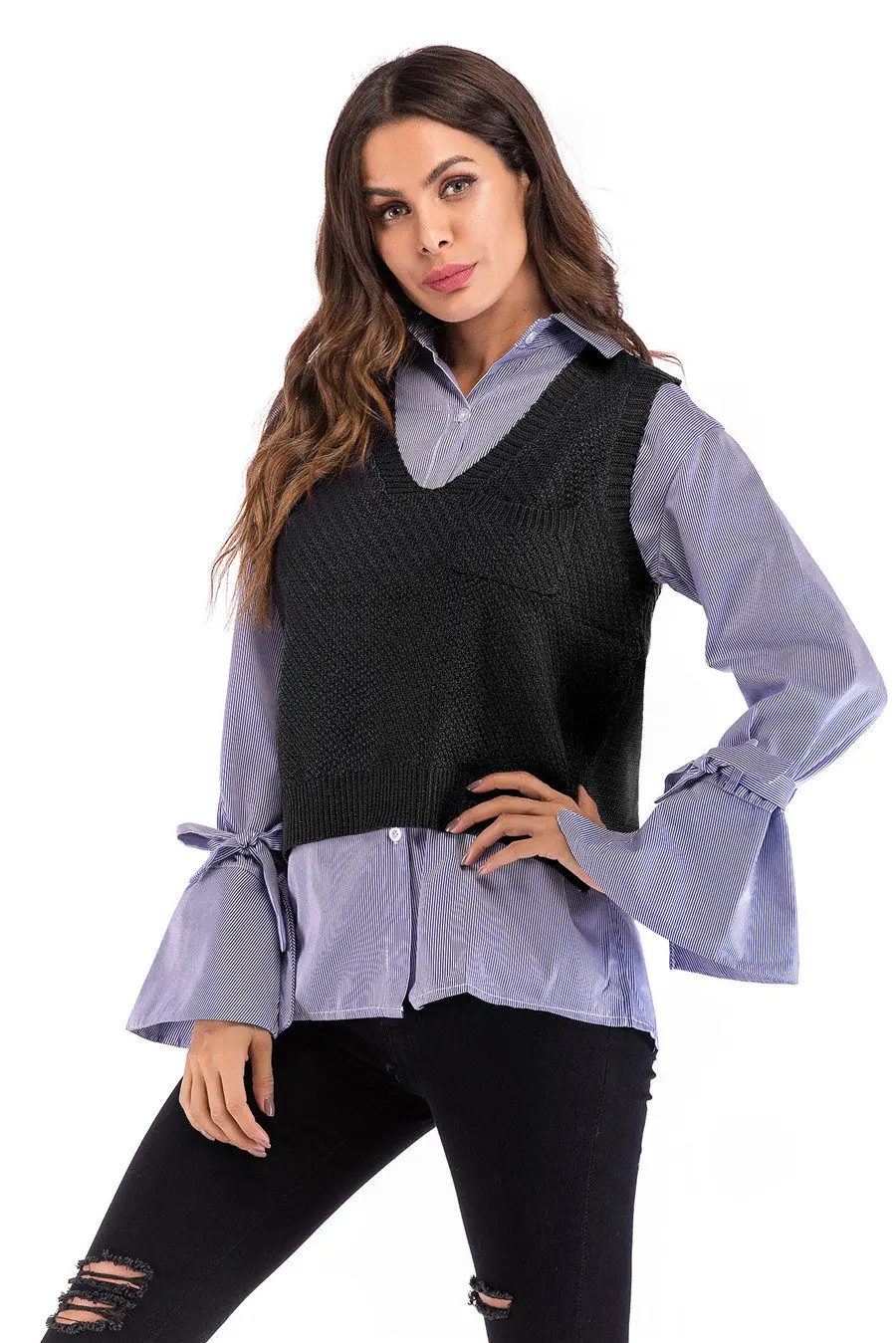 Gladiolus 2018 Fashion Knitwear Autumn Winter Sweater Women Sleeveless V-Neck Loose Knitted Waistcoat Women Vest Short Sweaters (22)