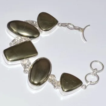 

Pyrite Bracelet Silver Overlay over Copper, 21cm , B3146