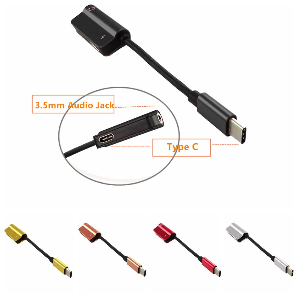 USB Type C to 3.5mm Jack Audio splitter Headphone Cable Earphone AUX 3.