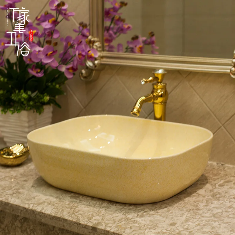 

Wonga ceramic counter basin wash yellow color glaze