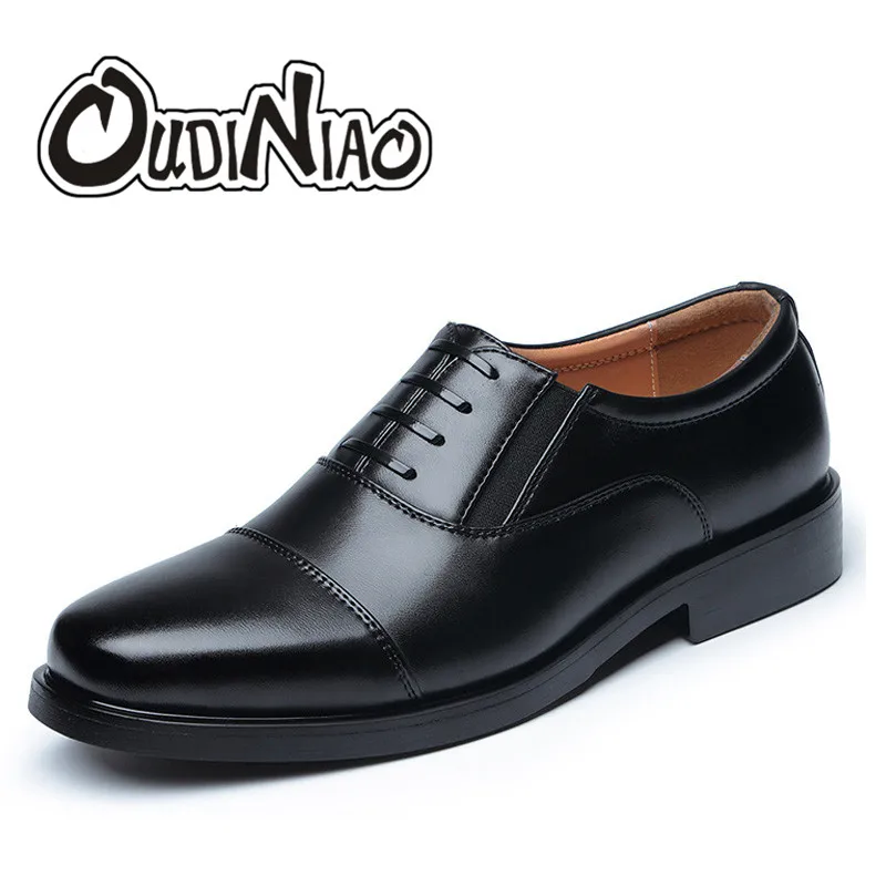 

OUDINIAO Mens Shoes Casual Lace Up Slip On Office Casual Dress Shoes Men Luxury Solid Black Oxfords Winter Warm Men's Shoes