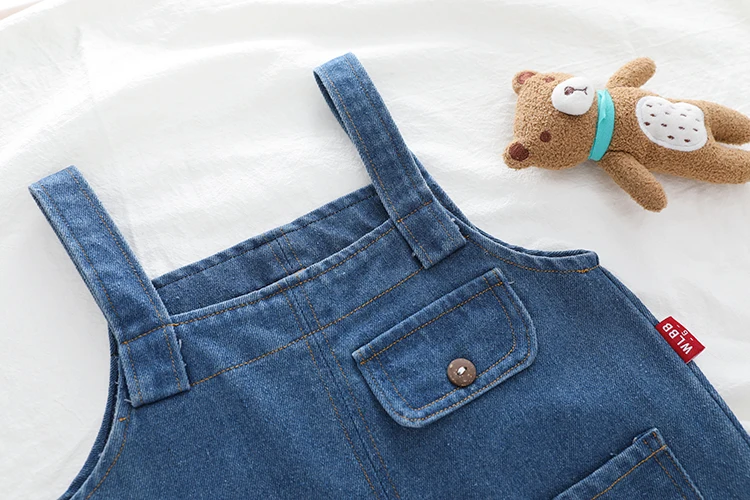 HYLKIDHUOSE/Коллекция года; осенние комплекты одежды для малышей; комплекты одежды для маленьких мальчиков и девочек; футболка с медведем; джинсовый комбинезон; Детский костюм