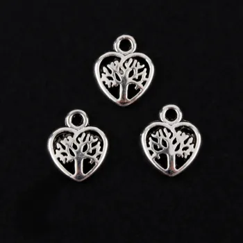 

20Pcs Antique Silver Love Heart Shaped Tree Charms Pendant Fit Bracelets Handcrafts Jewelry Making Supplies 10X13mm A2814