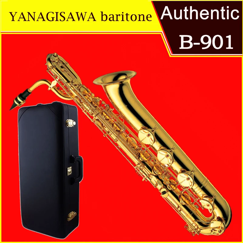 

baritone Saxophone B901 B Electrophoresis gold baritone Sax Professional Musical Instruments With Case Mouthpiece free shipping