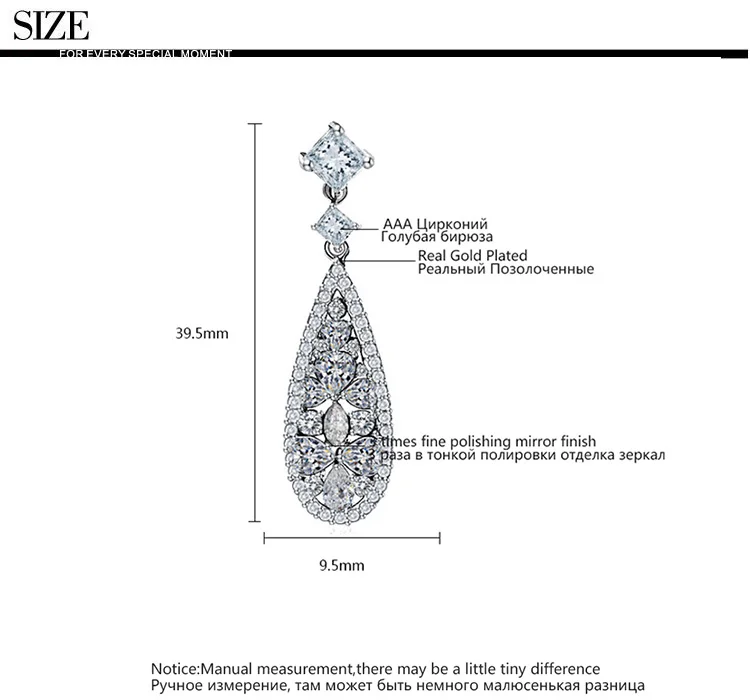 LUOTEEMI Lady Cubic Zirconia Micro Paved Luxury Water Drop Bohemia Dangle Earrings for Women Sexy Dinner Jewelry Accessories