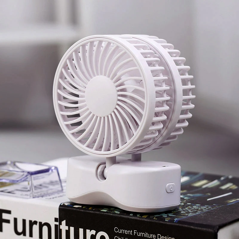 2 motores de verano parejas aire acondicionado Ventilador de la batería recargable de Li aire acondicionado Ventilador Fans portátil Mini Ventilador USB