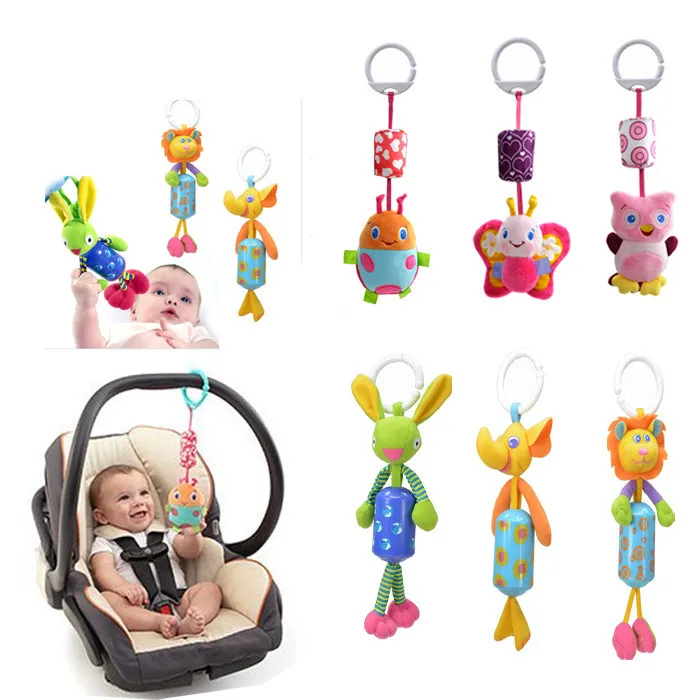 

Hanging Plush Baby Toy Rattle Lovely Cartoon Animal Bell Newborn Stroller Accessories Baby Toys Lion Elephant Early education