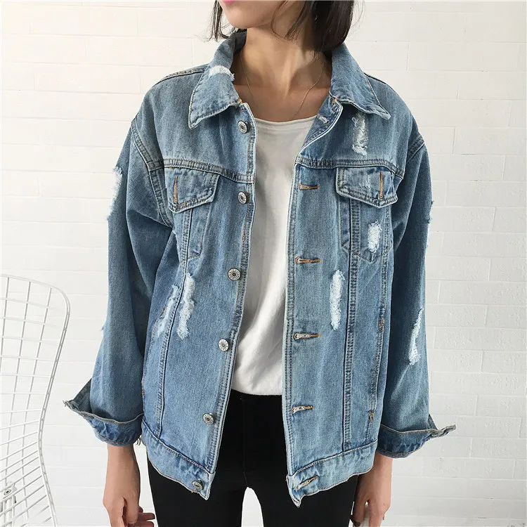 

Basic Jackets Denim Jacket Fashion Jeans Coat Summer Jacket Women Denim Loose Worn Denim Jacket Female Thin Women