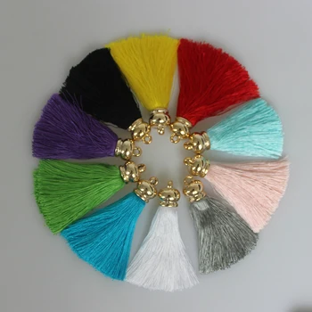 

10pcs Fashion Mixed Cotton Silk Tassels Earrings Charm Pendant Satin Tassels for DIY Jewelry Making Findings Materials