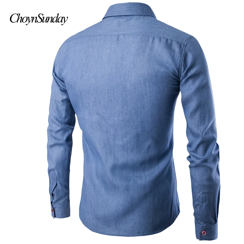 Бренд ChoynSunday модная мужская рубашка Топы с длинными рукавами с карманом кожаные ковбойские мужские платья рубашки тонкие мужские рубашки