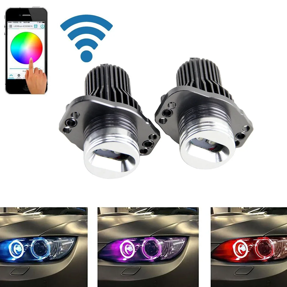 2X 12W WIFI Control RGB CREE Chips LED Angel Eyes Marker Light Kit For 2006-2008 BMW E90 E91 Pre-Facelift No Error 2X 12W WIFI Control RGB CREE Chips LED Angel Eyes Marker Light Kit For 2006-2008 BMW E90 E91 Pre-Facelift No Error