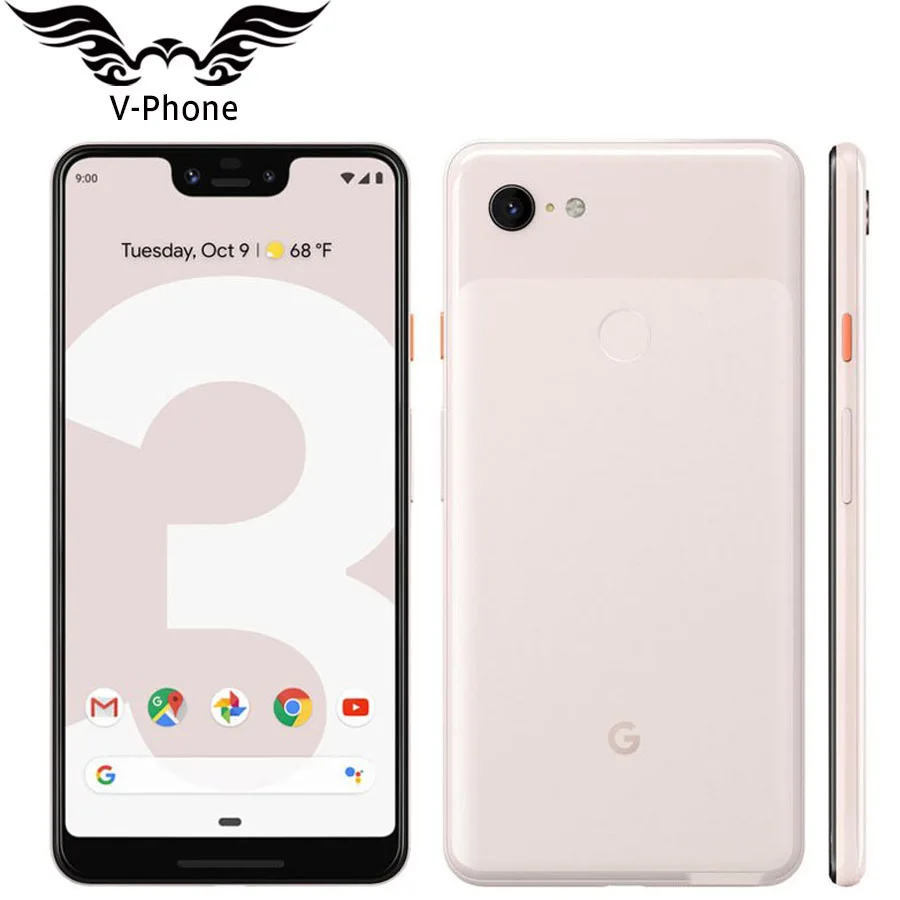 Абсолютно мобильный телефон Google Pixel 3 XL, 4 ГБ, 64 ГБ, Восьмиядерный процессор Snapdragon 845, 6,3 дюймов, Android 9,0, NFC, 4G, LTE