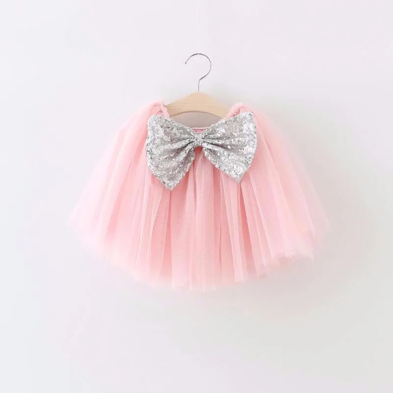 2016 новый дизайн, 7 цветов, Высококачественная фатиновая юбка для девочек с большой бантик с блестками, 5 шт./партия, оптовая продажа