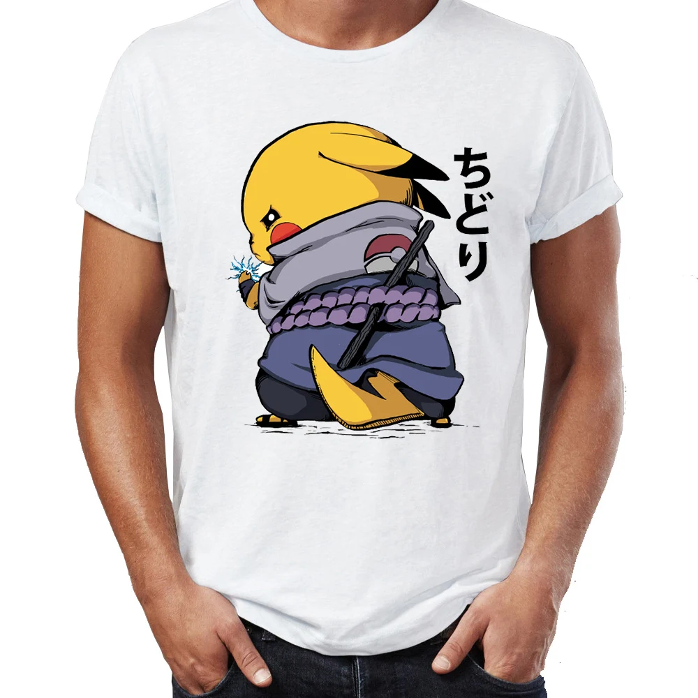 2M001M Мужская футболка Chidori Sasuke Naruto Pikachu Pokemon Awesome художественная рисованная Футболка с принтом - Цвет: 2M001M