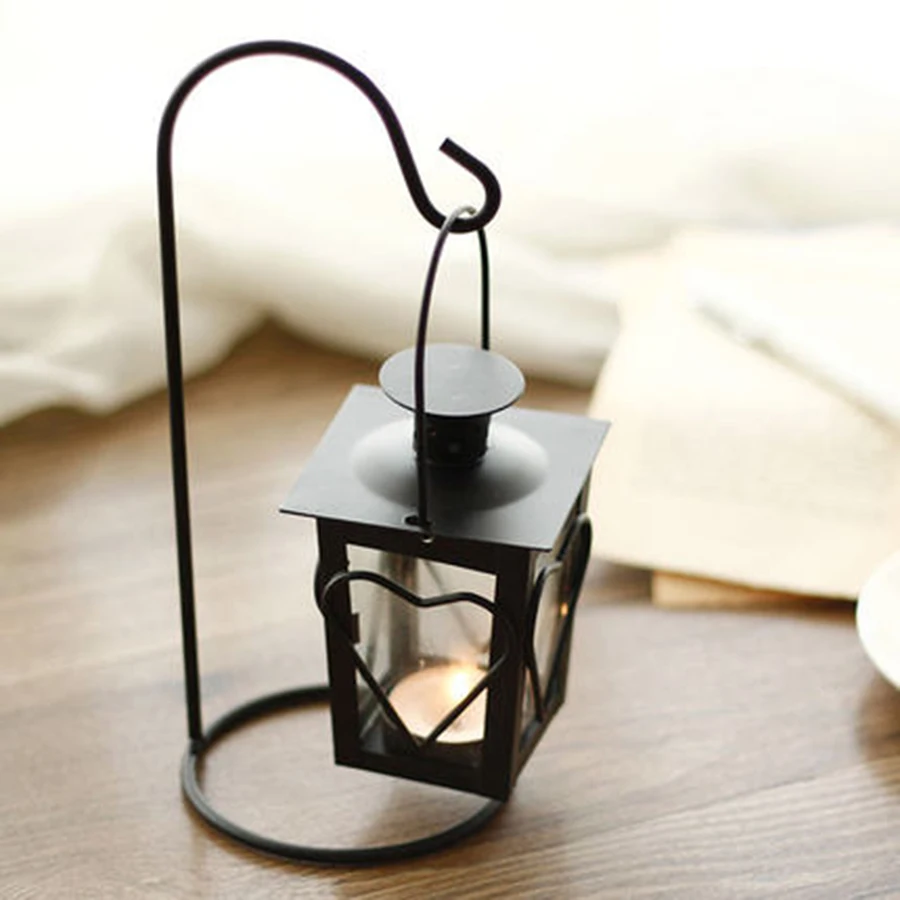 

European Iron Retro Outdoor Wind Light Candlestick Creative Candle Holder Bougeoir Wedding Center Candlelight Dinner 60A1086