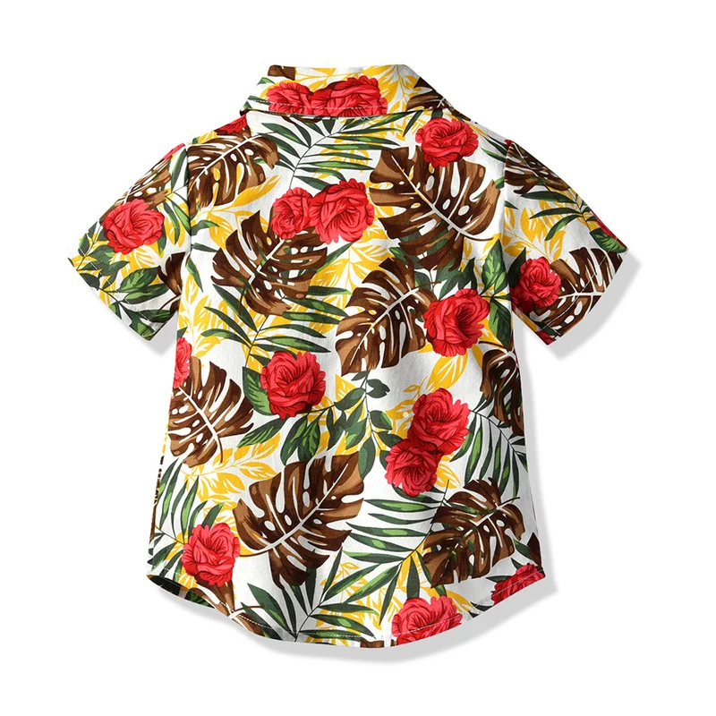 Tem doger/Детские рубашки летние детские хлопковые рубашки с цветочным рисунком для мальчиков модные топы с короткими рукавами в английском стиле для маленьких мальчиков и девочек